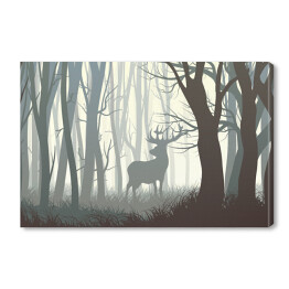 Dzikie zwierzęta w lesie - ilustracja w odcieniach szarości