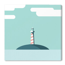 Latarnia morska na wyspie - ilustracja