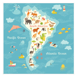 Mapa ze zwierzętami - Południowa Ameryka