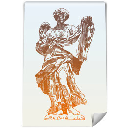 Rysunek tuszem - marmurowy posąg anioła 