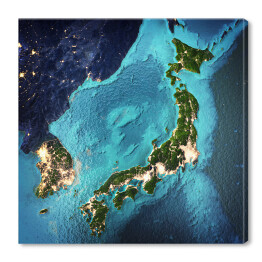 Japonia i Korea, widok satelitarny