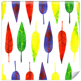 Akwarela - poukładane kolorowe jesienne liście 