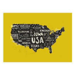 Mapa USA na żółtym tle