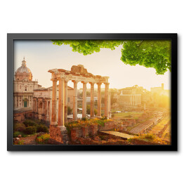 Rzymskie Forum, ruiny w Rzymie - kompozycja z zielonymi liśćmi