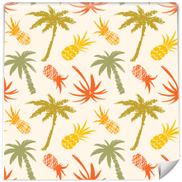 Wzór z palmami i ananasami w żywych kolorach