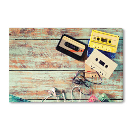 Widok z góry na kasety magnetofonowe - ilustracja w stylu vintage