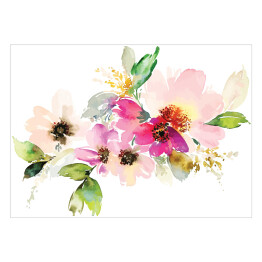 Akwarela - bukiet różowych kwiatów