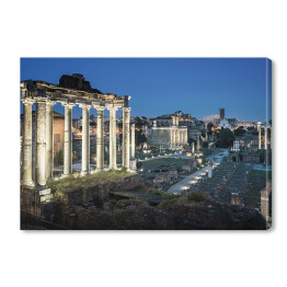 Romańskie Forum w Rzymie o zmierzchu, Włochy