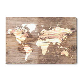Mapa świata na tle imitującym jasne drewno