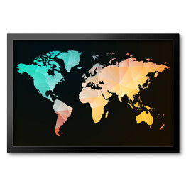 Pastelowa mapa świata na czarnym tle