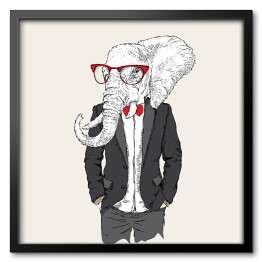 Słoń hipster ubrany w garnitur