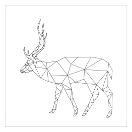 Geometryczna sylwetka jelenia na białym tle