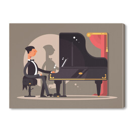 Pianista występujący na koncercie - ilustracja
