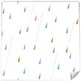 Krople deszczu w pastelowych kolorach na białym tle