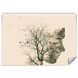 Podwójna ekspozycja - młoda kobieta i gałęzie drzewa