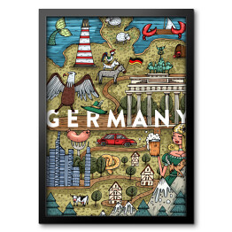Mapa z symbolami kraju - Niemcy