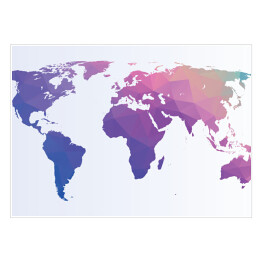 Różowo niebieska mapa świata