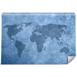 Mapa świata z cyfr binarnych w niebieskim kolorze