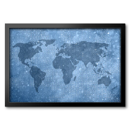 Mapa świata z cyfr binarnych w niebieskim kolorze
