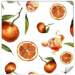 Akwarela - wzór z mandarynek i liści