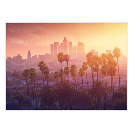 Los Angeles podczas gorącego zmierzchu, Kalifornia, USA