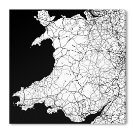 Mapa monochromatyczna miasta Walia, Wielka Brytania