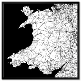 Mapa monochromatyczna miasta Walia, Wielka Brytania