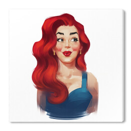 Zdziwiona kobieta z czerwonymi falowanymi włosami na białym tle - ilustracja