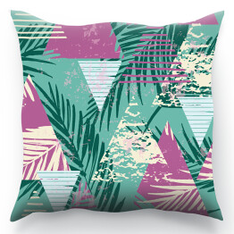 Geometryczne wzory z palmowymi kolorowymi liśćmi