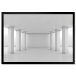 Szeroki przestrzenny korytarz z kolumnami 3D