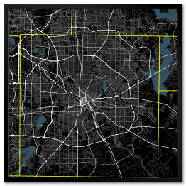 Czarno-białe mapy miasta Dallas, Texas