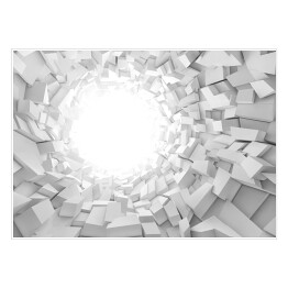 Tunel wyłożony geometrycznymi bryłami 3D