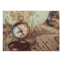 Antyczny kompas i mapa świata