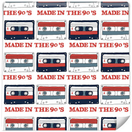Wzór z kaset audio napis - "made in the 90s"