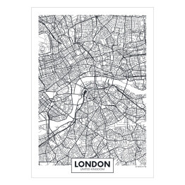 Bialo czarna mapa Londynu, Anglia