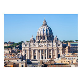 Papieska Bazylika Świętego Piotra i plac w Watykanie w słoneczny dzień