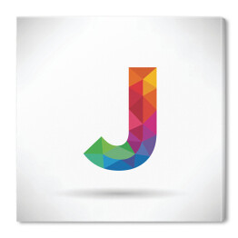 Geometryczna kolorowa litera J unosząca się w przestrzeni