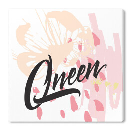"Królowa" - typografia na różowo białym tle