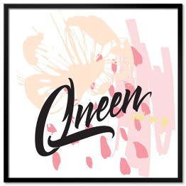 "Królowa" - typografia na różowo białym tle