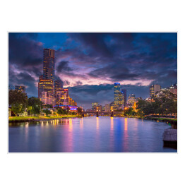 Panoramiczny wizerunek Melbourne, Australia podczas zmierzchu latem