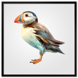 Malowany jasny ptak z kolorowym dziobem na białym tle
