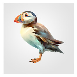 Malowany jasny ptak z kolorowym dziobem na białym tle