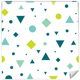 Niebieskie i zielone geometryczne kształty na białym tle