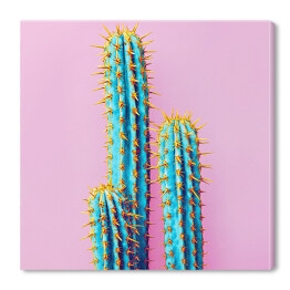 Neonowe kaktusy na różowym tle
