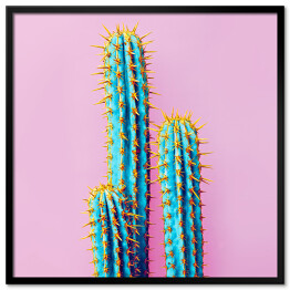 Neonowe kaktusy na różowym tle