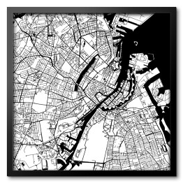 Bialo czarna mapa Kopenhagi, Dania