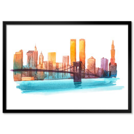 Manhattan, Nowy Jork - kolorowa ilustracja