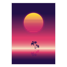 Różowy zachód słońca w stylu vaporwave