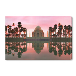 Ilustracja - Taj Mahal otoczone tropikalnymi drzewami