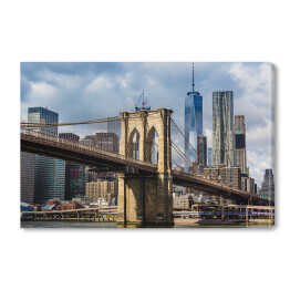Most Brookliński i panorama Manhattanu w USA